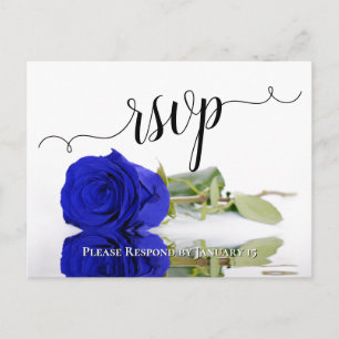 Carte Postale Elégant reflet Royal Blue Rose mariage RSVP