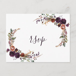 Carte Postale Elégant Rose Gold Purple Wedding RSVP