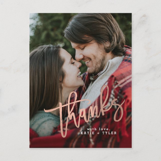 Carte Postale Elegant rose Gold Thank You (Devant)