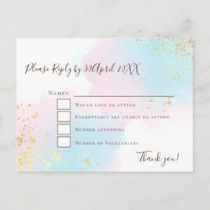 Carte Postale Elégant rose Turquoise avec Gold Confetti Wedding