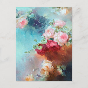Carte Postale Elégant rose Vintage Roses Aquarelle Peinture