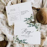 Carte Postale Elégant Rustique Eucalyptus Verdure Mariage RSVP<br><div class="desc">Conçue pour coordonner avec notre collection Rustic Greenery mariage,  cette carte RSVP personnalisable,  propose des botaniques de verdure à l'aquarelle,  script de calligraphie moderne jumelé à une police serif élégante en noir. Éléments correspondants disponibles.</div>