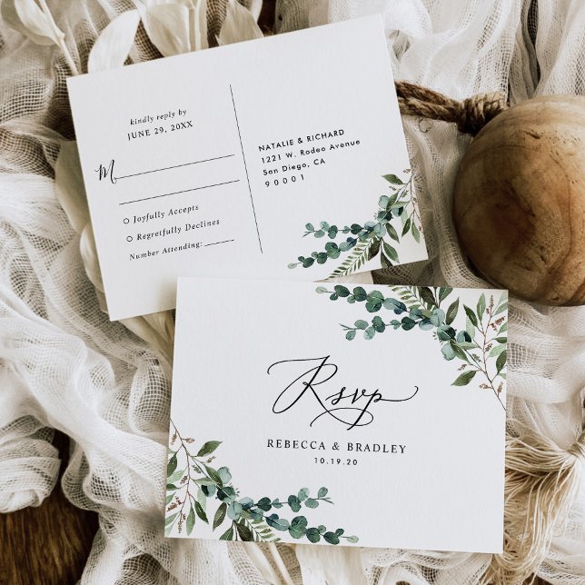 Carte Postale Elégant Rustique Eucalyptus Verdure Mariage RSVP (Créateur téléchargé)