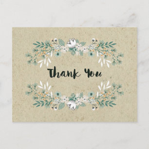 Carte Postale Élégant Rustique Floral Simple Merci Terre