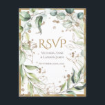 Carte Postale Elégant rustique verdure Parties scintillant or Ma<br><div class="desc">Magnifique et élégant avec une touche rustique. Arrière - plan blanc avec une végétation clairsemée et un cadre doré. Des fentes de parties scintillant en faux or finissent cela et lui donnent un look élégant. C'est beau pour toute saison.</div>