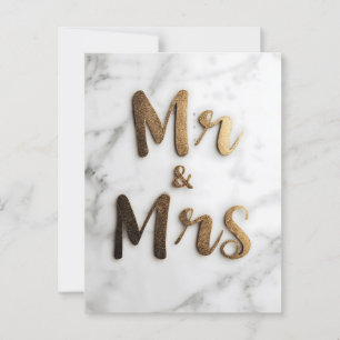 Carte Postale Élégant scintillement doré "M. & Mme" sur un fond 