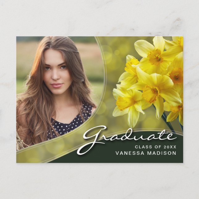 Carte Postale Elegant Script Fleurs Jaunes | Photo de remise de  (Devant)