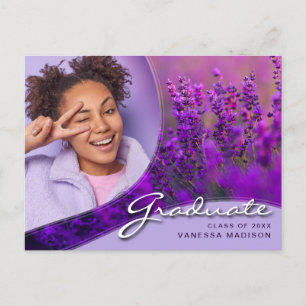 Carte Postale Élégant Script Fleurs violettes   Modern Photo Gra