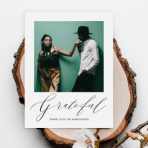 Carte Postale Élégant Script gracieux Photo Mariage Merci