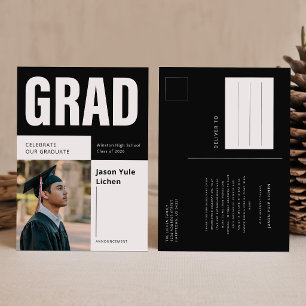 Carte Postale Élégant Script Grad Photo Remerciements de Diplômé