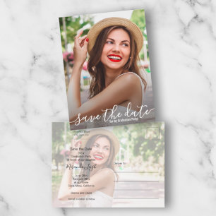 Carte Postale Elegant Script Photo Graduation Save the Date