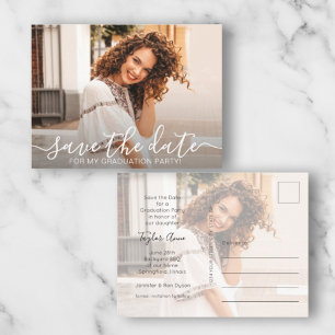 Carte Postale Elegant Script Photo Graduation Save the Date