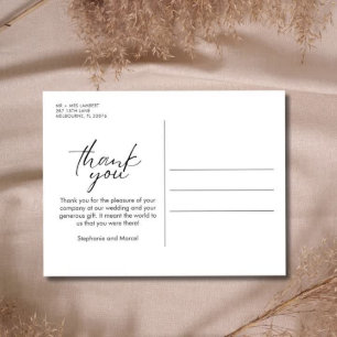 Carte Postale Élégant Script Photo Mariage Remerciements