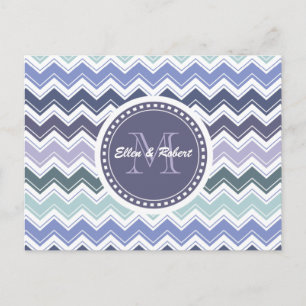 Carte Postale Elégant Sea Greens and Blues Chevron ZigZag Waves