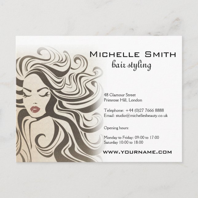 Carte Postale Élégant Sepia Chic Wavy Hairstyle extensions de ch (Devant)