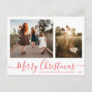 Carte Postale Élégant Simple Photo de Famille Noël Script