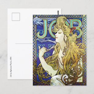 Carte Postale Elegant Smoke, Job par Alphonse Mucha Art Nouveau