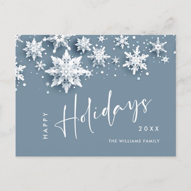 Carte Postale Élégant Snowflakes moderne Noël (Devant)