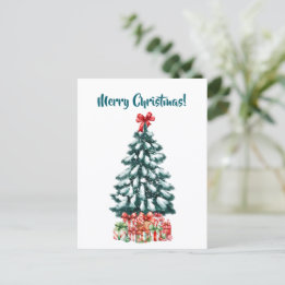 Carte Postale Elegant Snowy Christmas Tree Postcard