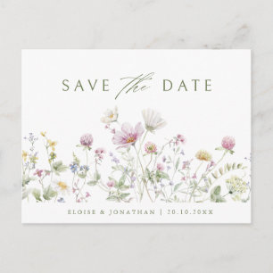 Carte Postale Elegant Soft Pastel Fleur sauvage Boho Enregistrer