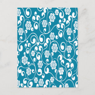 Carte Postale Elégant style floral victorien bleu