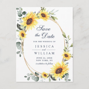 Carte Postale Elégant Sunflower Verdure Mariage Enregistrer la d