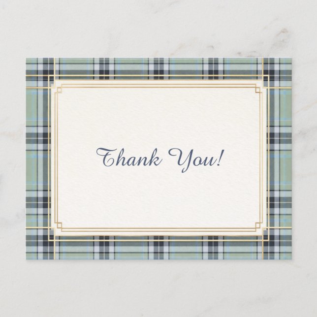 Carte Postale Elegant Tartan Frame Thank You  (Devant)