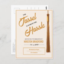 Elégant Tassel Or Beige Graduation Faire-part