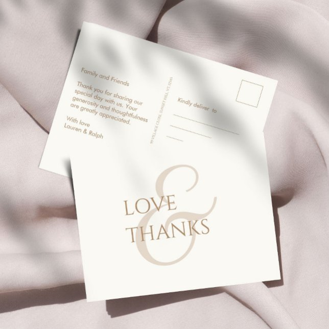 Carte Postale Élégant Taupe et Merci non photo ivoire (Créateur téléchargé)