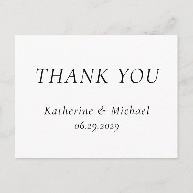 Carte Postale Elegant Timeless White Wedding Thank You Postcards (Devant)