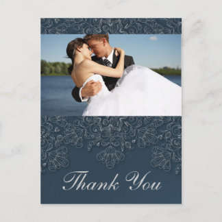 Carte Postale Elégant tourbillons floraux marine photo mariage m