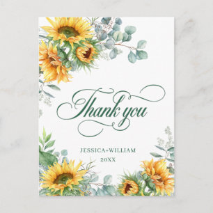 Carte Postale Elégant tournesol Eucalyptus Merci rustique