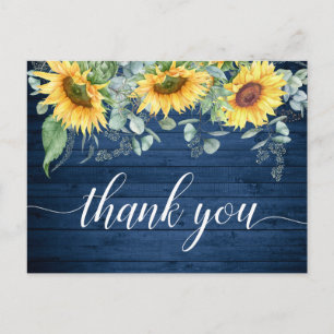 Carte Postale Elégant tournesol Eucalyptus Merci rustique