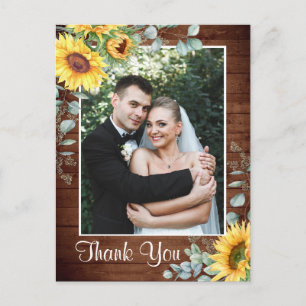 Carte Postale Elégant Tournesol Eucalyptus Rustique Merci Pos