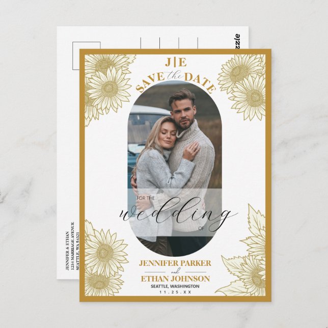 Carte Postale Élégant Tournesol Photo Botanique Enregistrer La D (Devant / Derrière)