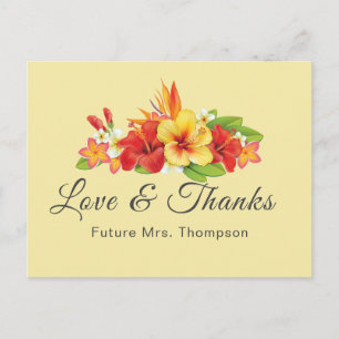 Carte Postale Elegant Tropical Floral Bridal Shower Thank You