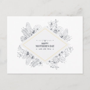 Carte Postale Elégant Vintage Joyeux Joyeux Fête des Mères   Car