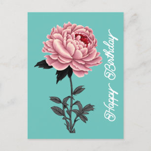 Carte Postale Elégant Vintage Rose Paeonia Fête d'anniversaire V