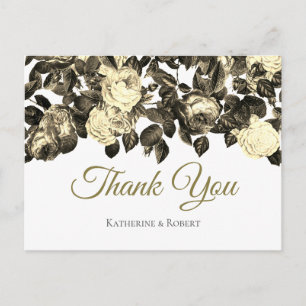 Carte Postale Élégant Vintage Sépia Roses Beige avec Message