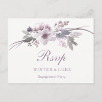 Élégant violet hiver Floral Engagement Party RSVP