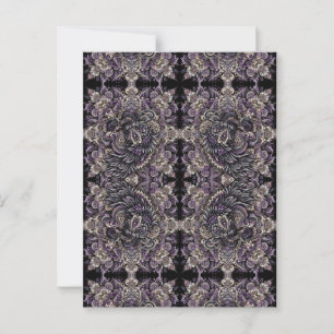Carte Postale Elégant violet noir Batik Corbeau Tessellation