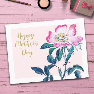 Carte Postale Elegant Watercolor Wild Rose Flower Mother's Day