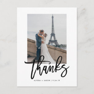 Carte Postale Elegant Wedding Thank You with Photo
