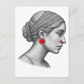 Carte Postale Elegant Woman Portrait with Red Accents 