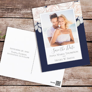 Carte Postale Elégante aquarelle Blush Floral Calligraphie Photo