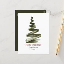 Elégante aquarelle d'arbre vert de Noël