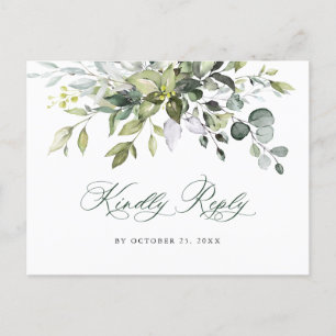 Carte Postale Elégante aquarelle Eucalyptus Boho mariage RSVP