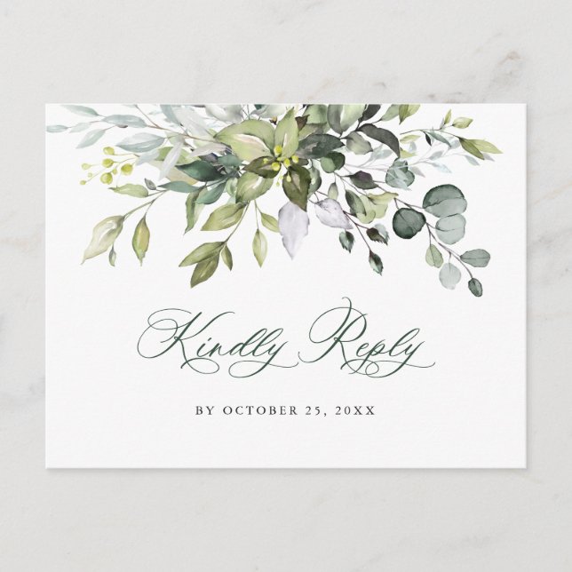 Carte Postale Elégante aquarelle Eucalyptus Boho mariage RSVP (Devant)