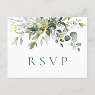 Carte Postale Elégante aquarelle Eucalyptus Boho mariage RSVP