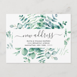 Carte Postale Elégante aquarelle Eucalyptus Moving Faire-part